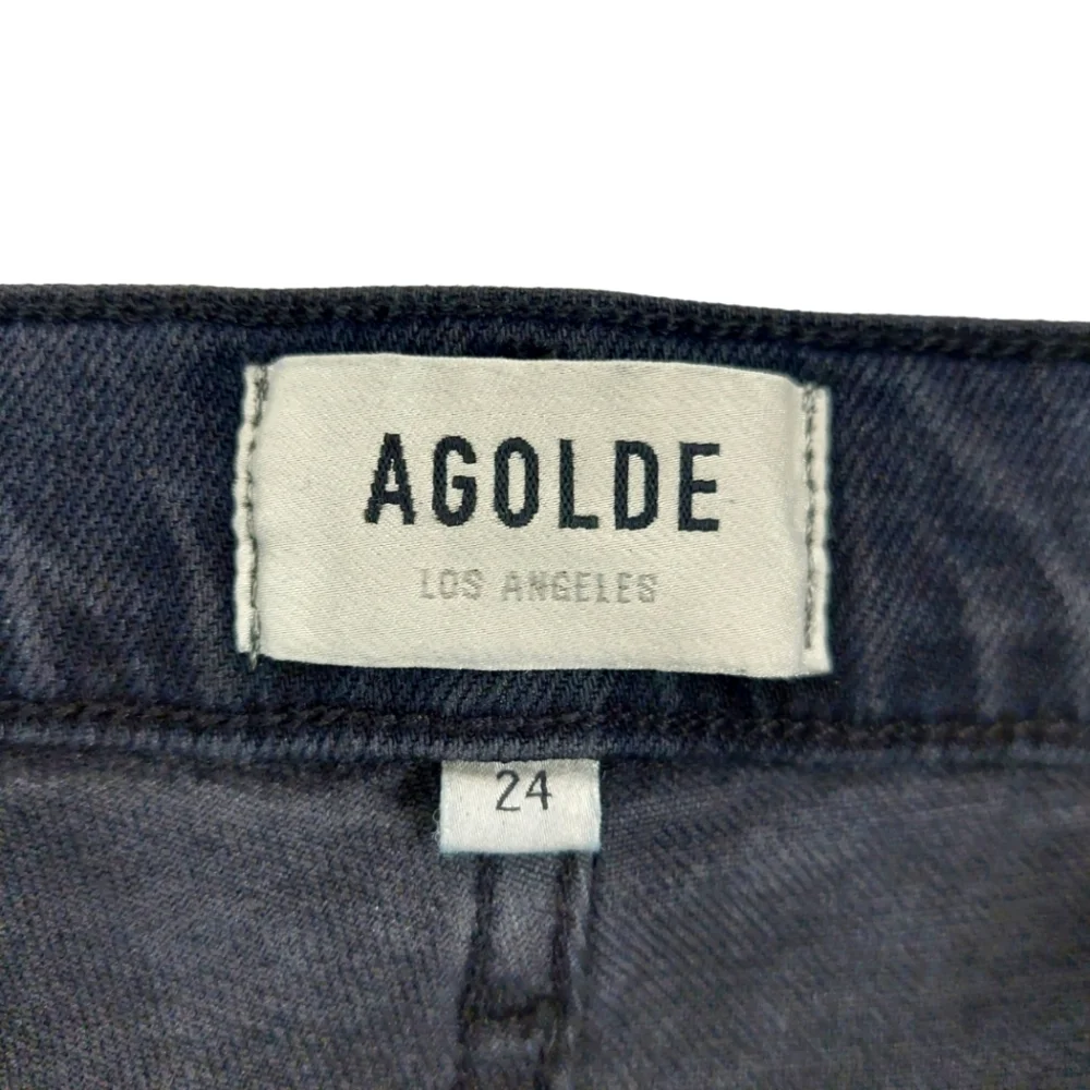 Agolde Black Mid Rise Toni in Montage Stretch Jeans